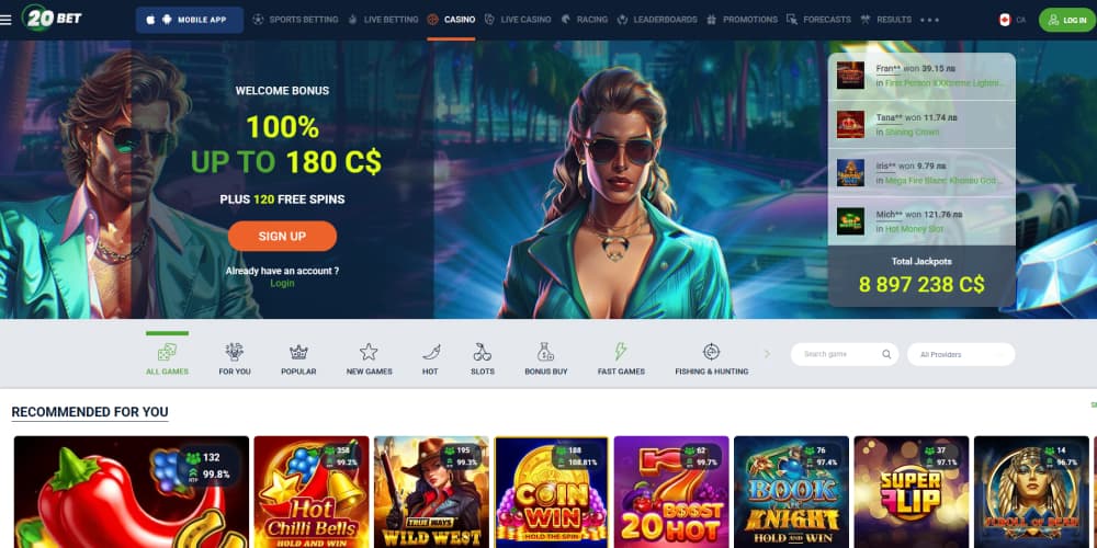 20Bet Casino homepage