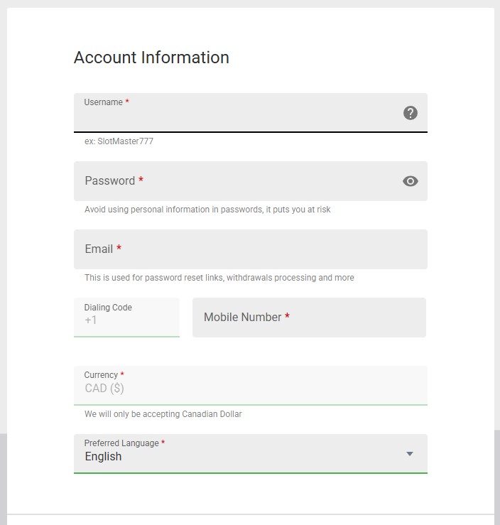 Jackpot City Registration Process