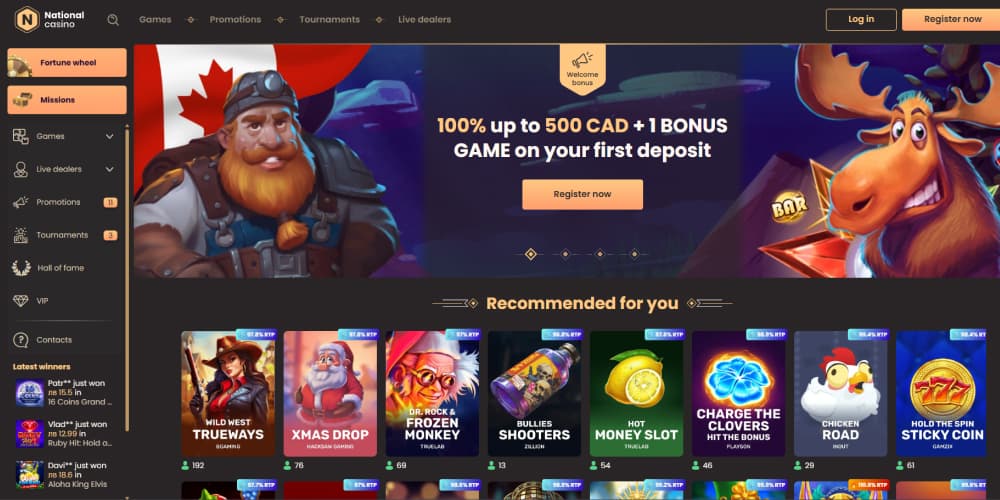 National Casino homepage