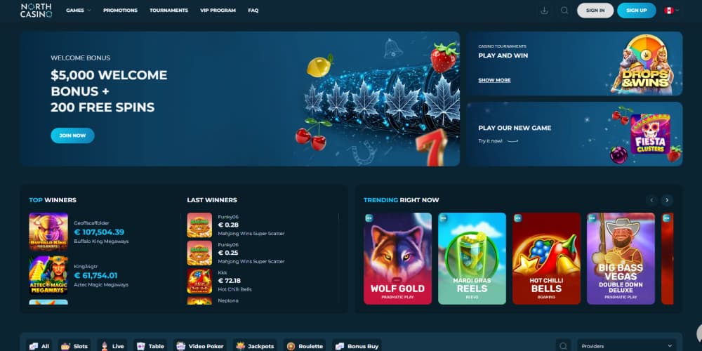 North Casino homepage