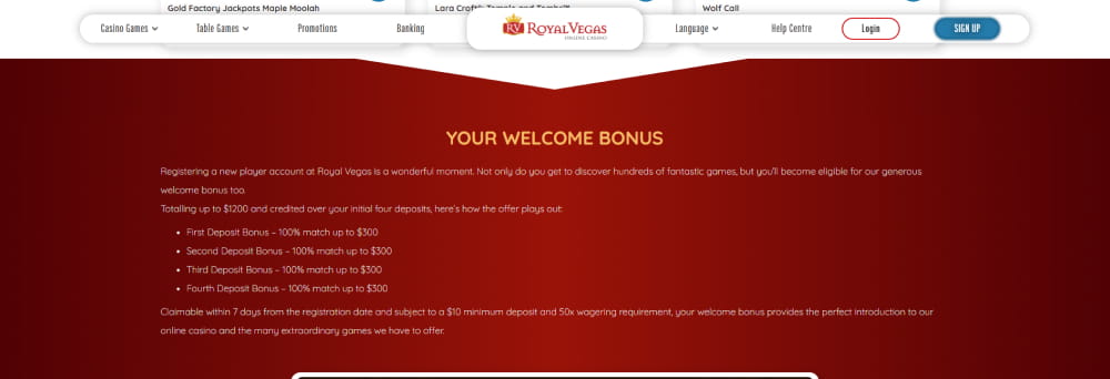 Royal Vegas promotions