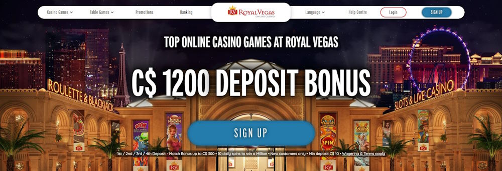Royal Vegas casino homepage