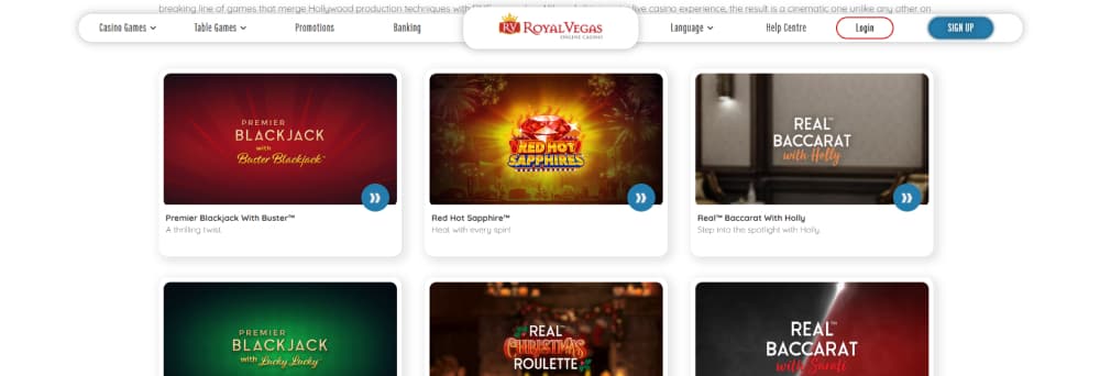 Royal Vegas live games