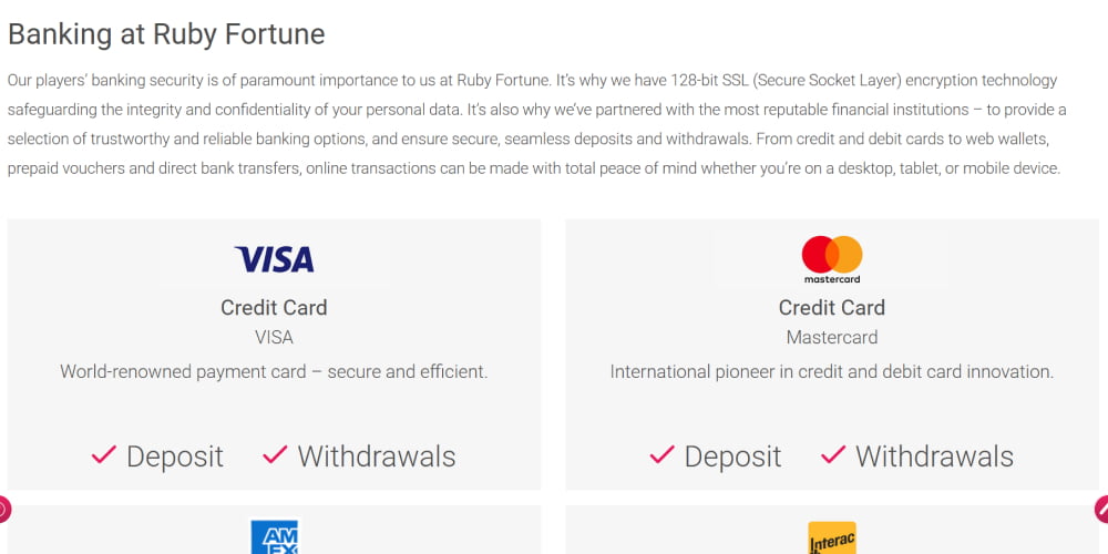 Ruby Fortune casino withdrawals